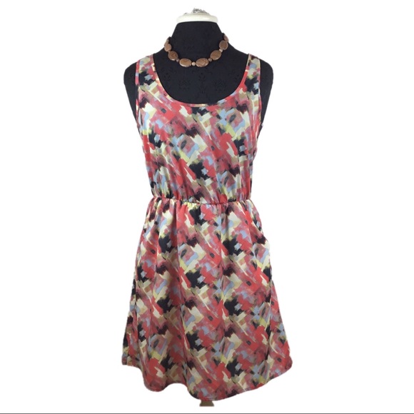 Lush Multi Color Summer Sun Dress Cut Out Back - Picture 5 of 7